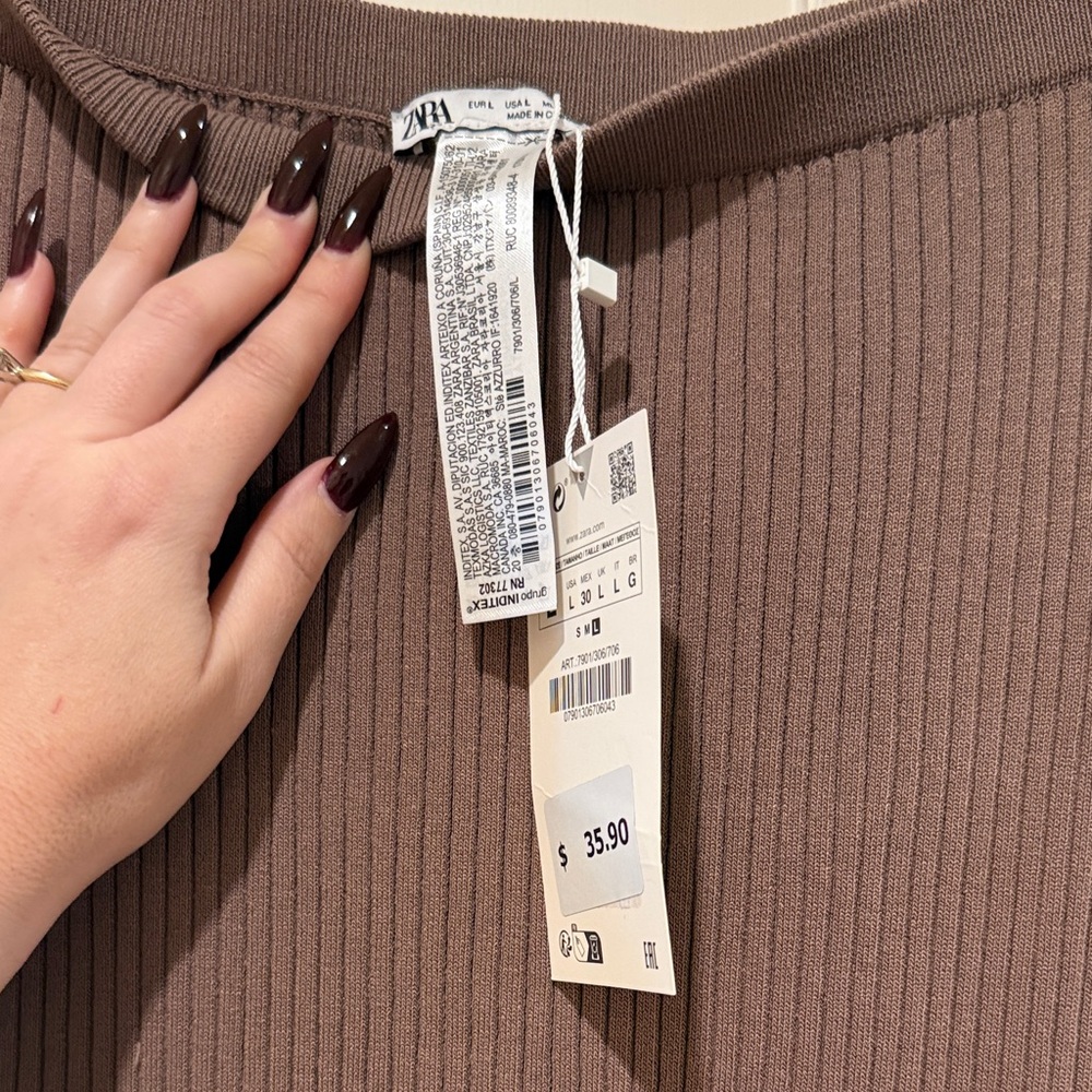 Zara Mauve Ribbed Skirt - Picture 3 of 4